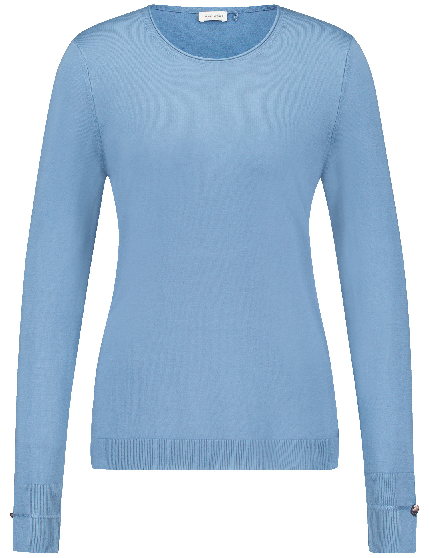 GERRY WEBER Damen Langarmpullover aus nachhaltigem Feinstrick Langarm|Mit Schlitz Viskose, Blau, 42