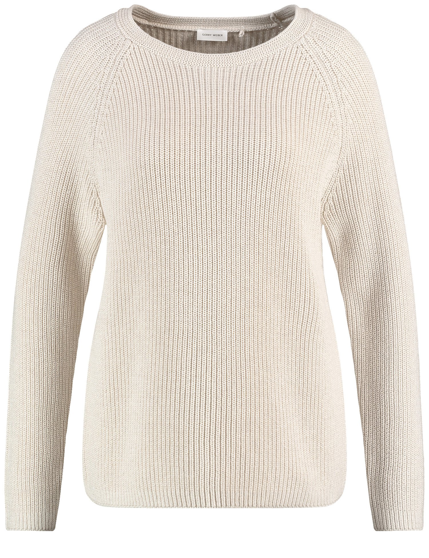 GERRY WEBER Damen Nachhaltiger Strickpullover Langarm|Raglanarm Baumwolle, Beige, 40