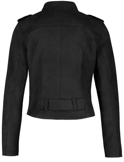 t tahari faux suede crop moto jacket