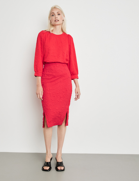 Figure-defining pencil skirt with side slits in Red | GERRY WEBER