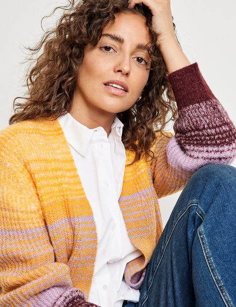 Offene Strickjacke mit Farbablauf