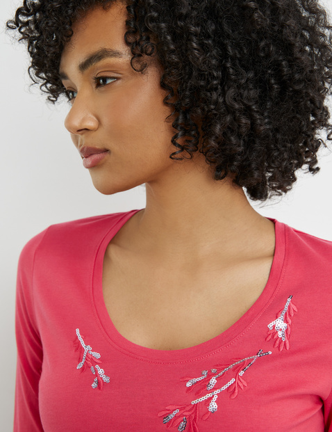 3/4 Arm Shirt mit floraler Stickerei