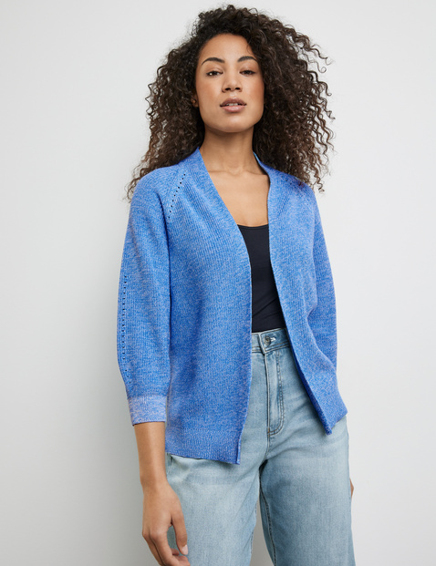 Open cardigan with 3/4-length sleeves in Blue | GERRY WEBER