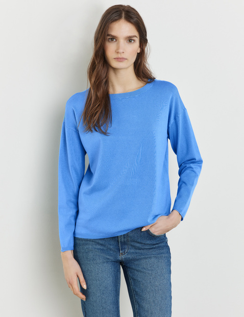 Basic fine knit jumper in Blue | GERRY WEBER