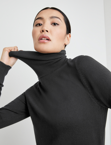 Fine knit black polo neck jumpers new arrivals