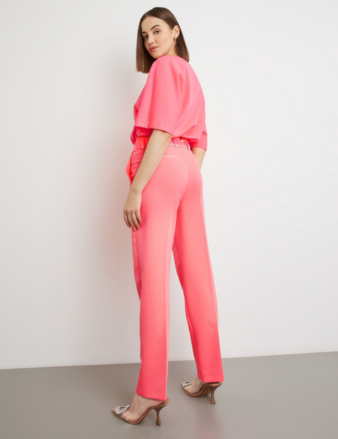 Satin Straight-Leg Pants with Faux Leather Belt in Pink - Retro, Indie and  Unique Fashion