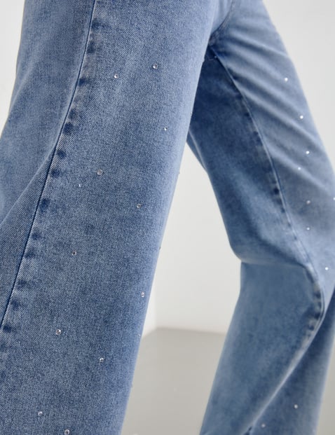 Jeans mit Strasssteinen Wide Leg