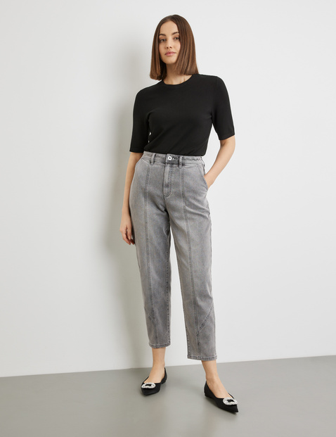 7/8-length jeans with a centre seam, Mom Fit in Grey | GERRY WEBER