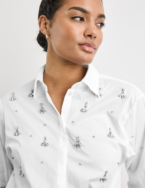 Cotton blouse with rhinestone embellishment