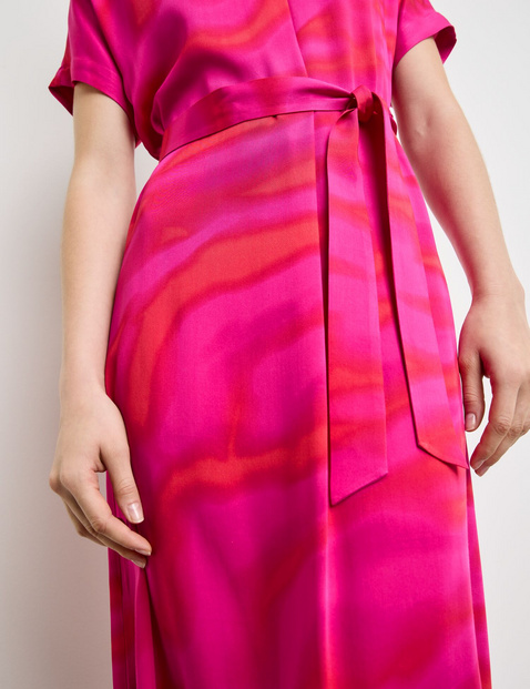 Satin dress with a tie-around belt