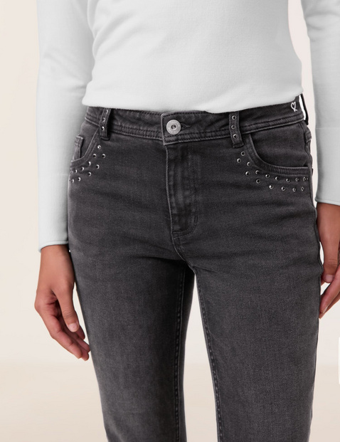 7/8-jeans met decoratieve studs slim fit