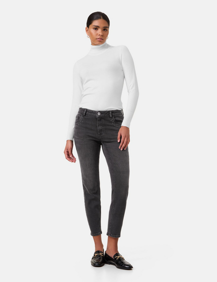 Dżinsy o dł. 7/8 z ozdobnymi nitami Slim Fit