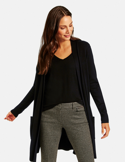black sweater cardigan with pockets