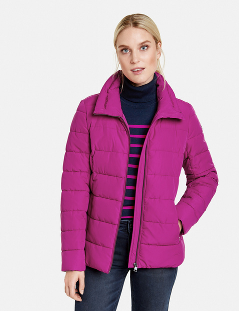 Quilted jacket with a stand-up collar in Pink | GERRY WEBER