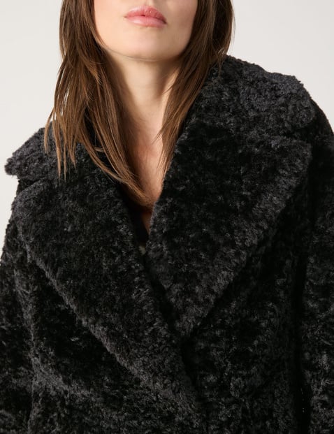 Black faux fur teddy coat online