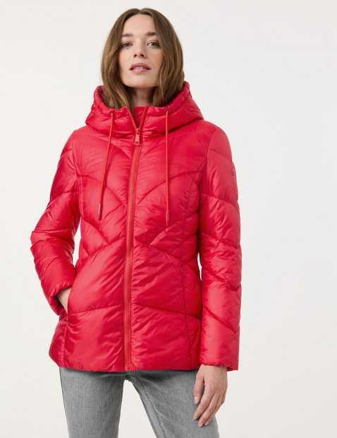 Fitted quilted jacket with a hood in Red GERRY WEBER