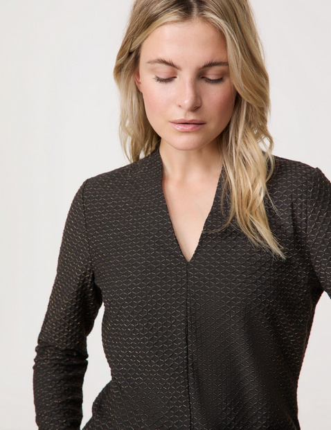 Textured long sleeve top with lurex