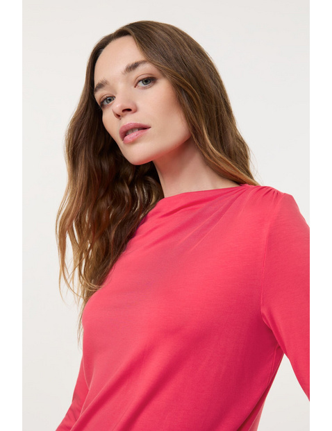 Long sleeve top with side shoulder gathers