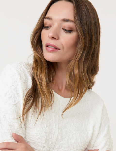 3/4-sleeve top in textured jersey