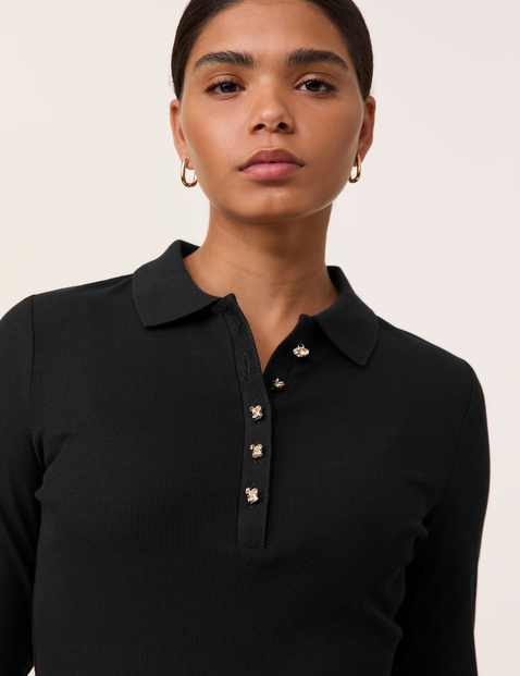 Fine polo shirt with long sleeves