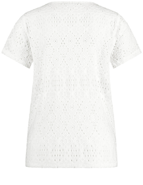 T-shirt in textured jersey with a lace look