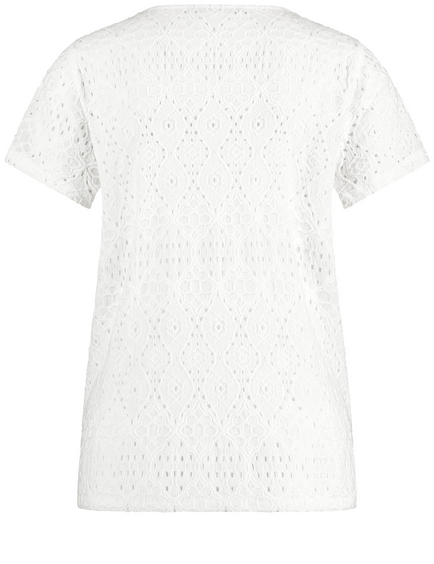T-shirt in textured jersey with a lace look