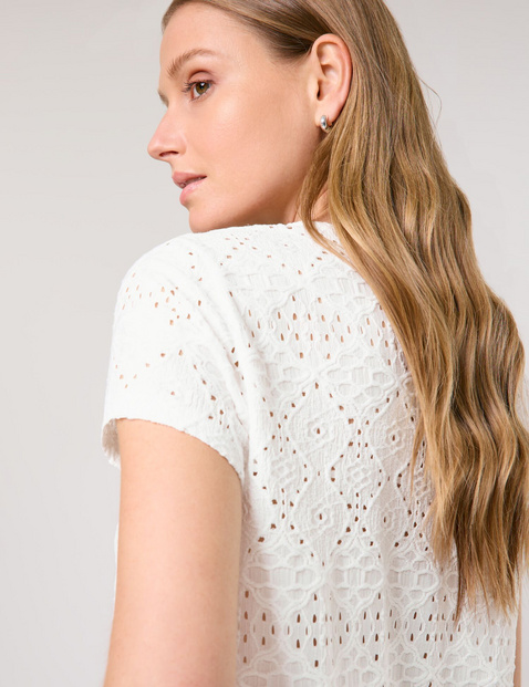 T-shirt in textured jersey with a lace look