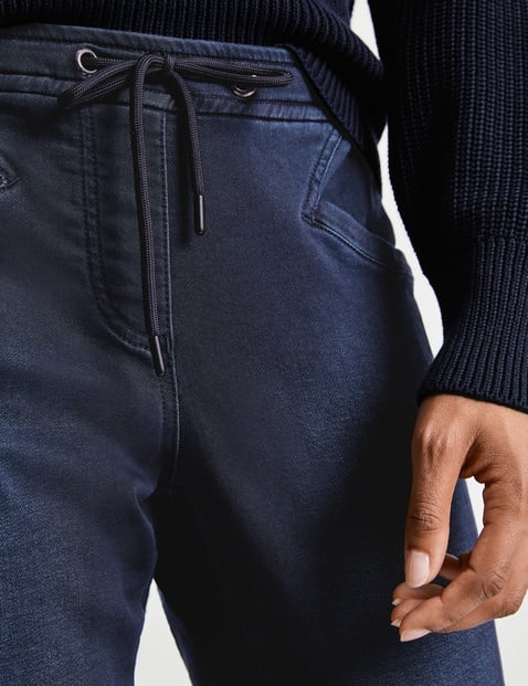 Denim lounge trousers in a tracksuit-bottoms style