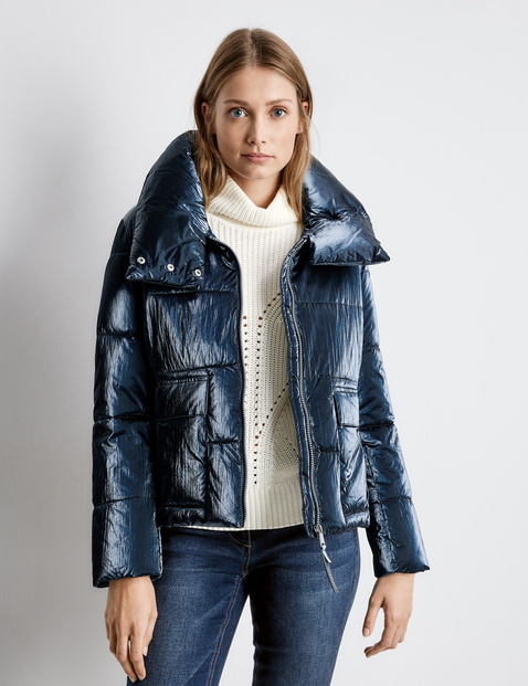 Quilted jacket with a metallic effect in Blue GERRY WEBER