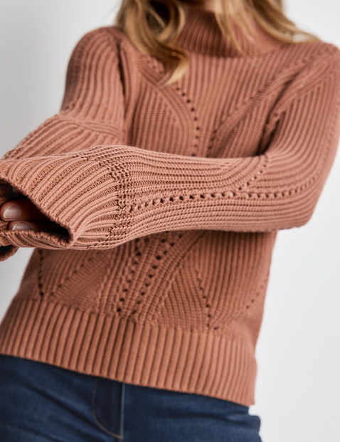 Polo neck jumper made of GOTS-certified cotton
