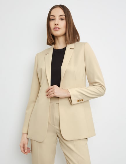 Fitted blazer made of fine stretch fabric in Beige GERRY WEBER