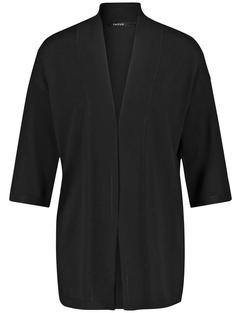 Black three outlet quarter sleeve cardigan