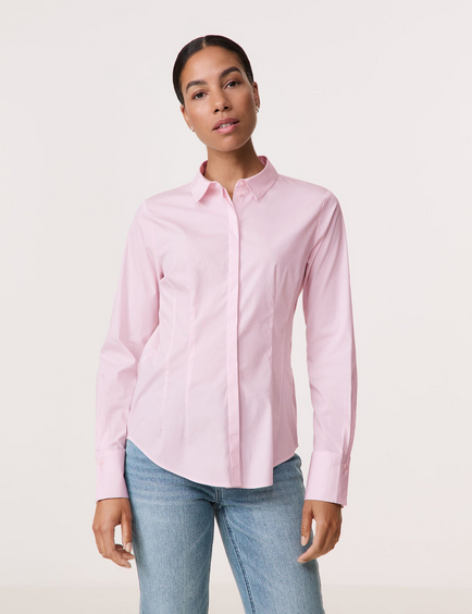 Getailleerde overhemdblouse van een katoenmix