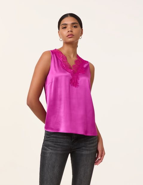 Satin-Top mit Spitze