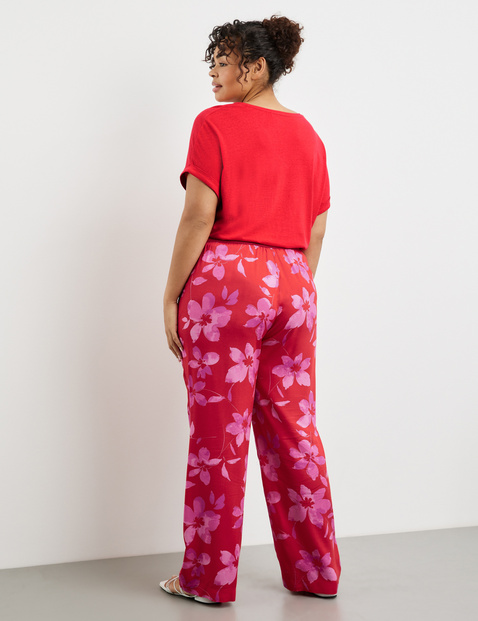 Trousers  Red and Blue Floral Wide Leg Trousers  Wallis
