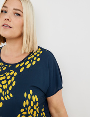 Kurzarmshirt mit Material-Mix
