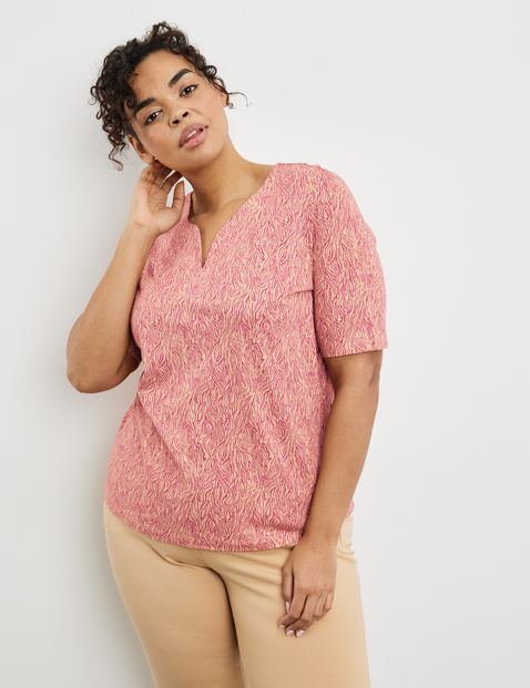 Vertrek verloving programma Shirt met halflange mouwen, Roze | SAMOON Plus Size