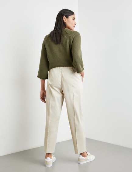 Stretch cotton on sale cropped trousers