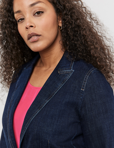 Denim blazer with contrasting topstitching