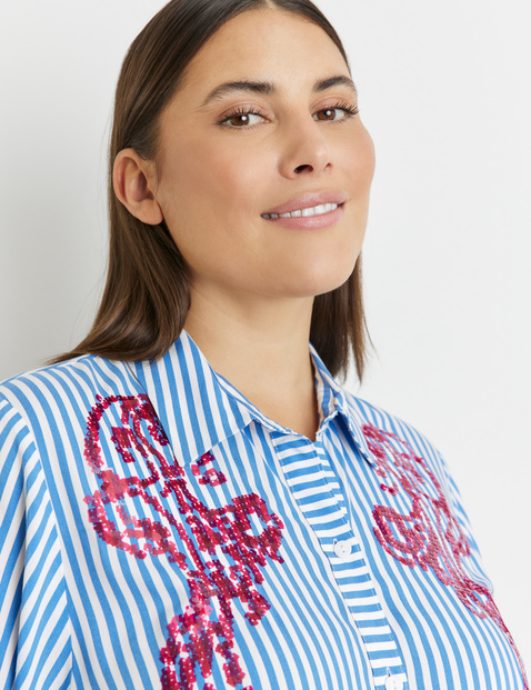 Striped blouse with sequin embellishment