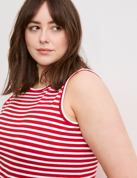 Striped top made of textured jersey