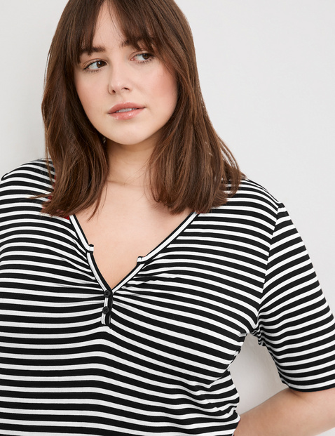 Henley top with stripes