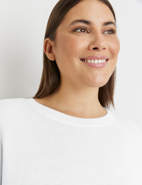 Textured knit jumper with 3/4-length sleeves