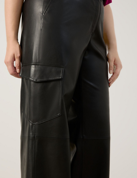 Faux leather cargo trousers