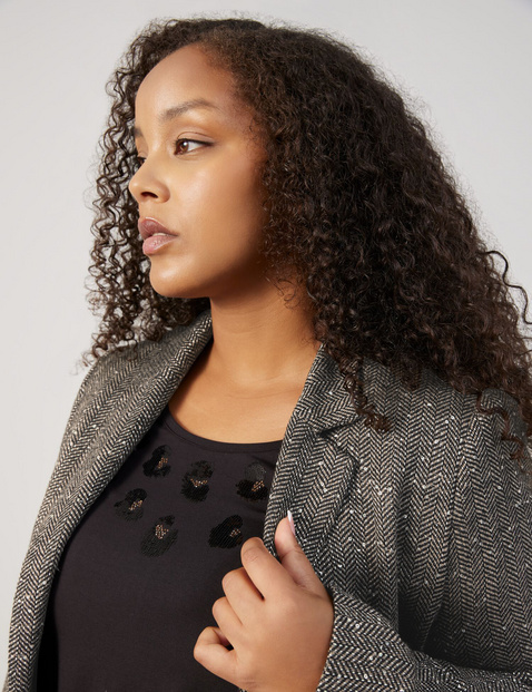 Blazer with a herringbone pattern and sequins