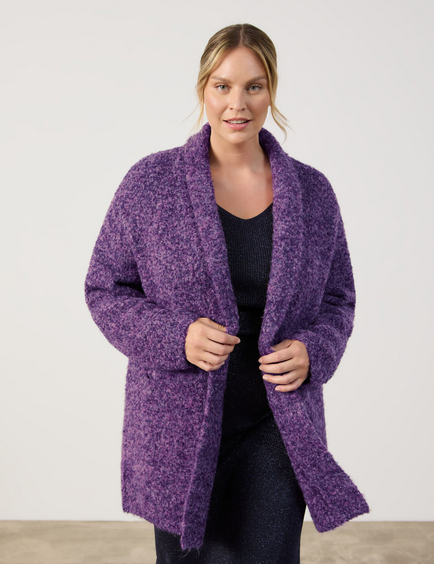 Casual cardigan with a boucle finish in Purple GERRY WEBER