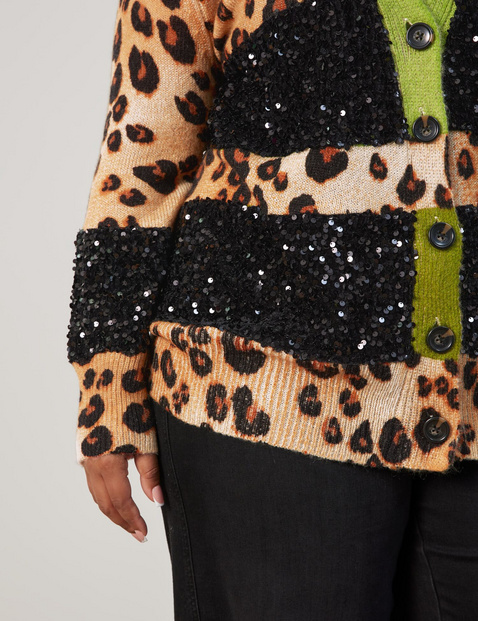 Leopard print cardigan with sequins