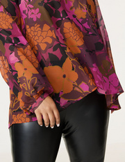 Blouse met kraag met ruches