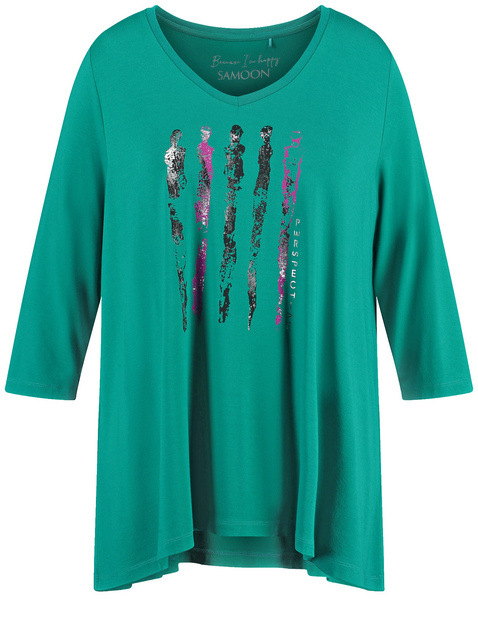 Uitlopend shirt met 3/4-mouwen en print op de voorkant
