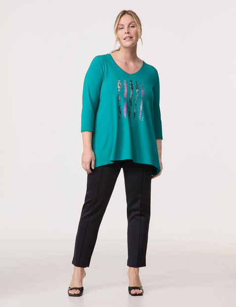Uitlopend shirt met 3/4-mouwen en print op de voorkant
